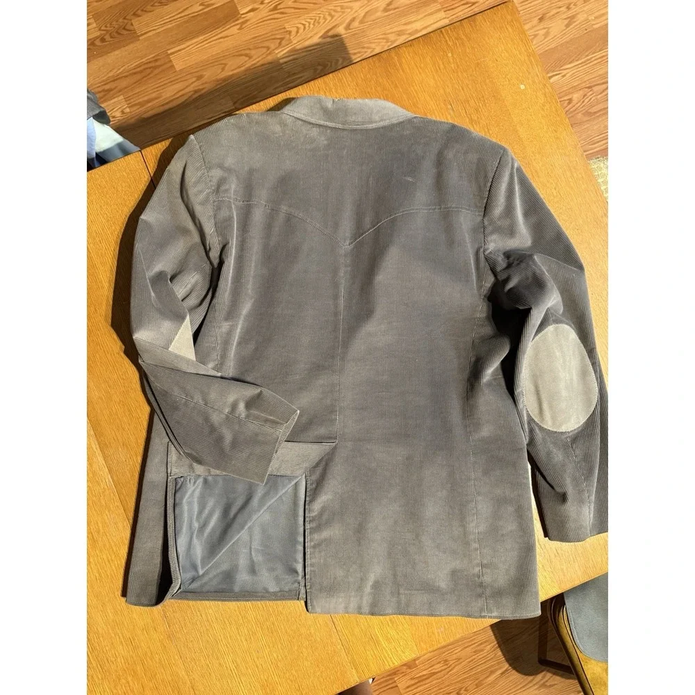 Vintage PIONEER‎ WEAR Corduroy Blazer 48L Rancher Jacket Gray Suede Elbow Patch